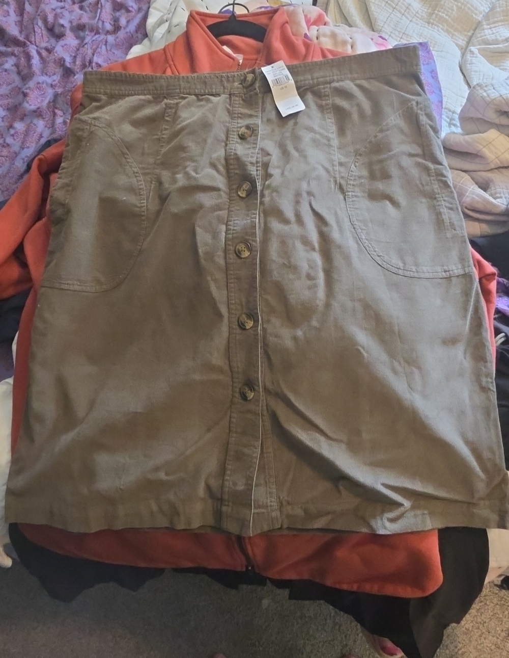 American Eagle Outfitters Olive Green Button-Front Mini Skirt